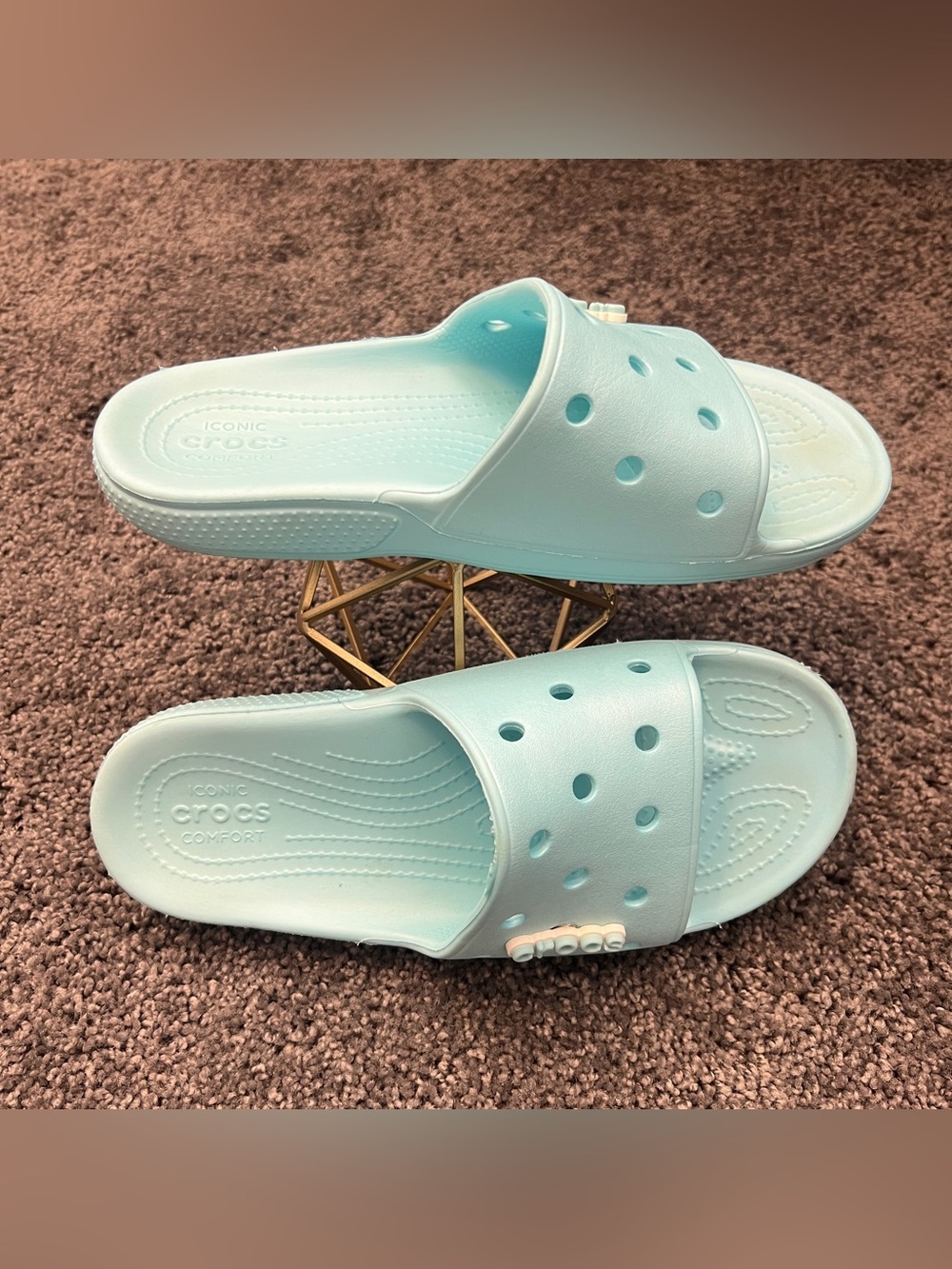 Crocs Classic Slide Sandals Size M8 W10 Unisex Turquoise Blue Casual Comfort